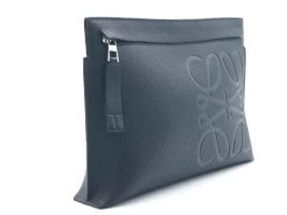 Loewe Leather Black u Shoulder Anagram T Bag Grain Clutch Calf